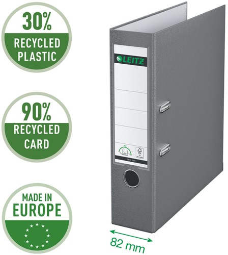 Ordner Leitz 1010 180° 80mm PP A4 grijs-3