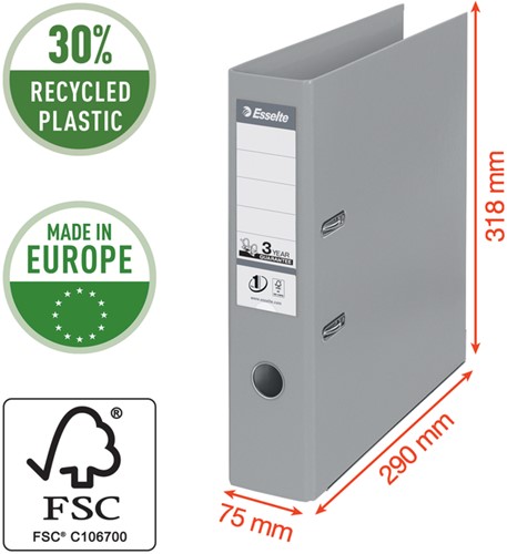 Ordner Esselte No.1 Power VIVIDA 75mm 30% gerecycled PP folie geel-3