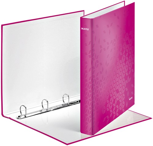 Ringband Leitz WOW A4 4-rings D-mech 25mm karton roze