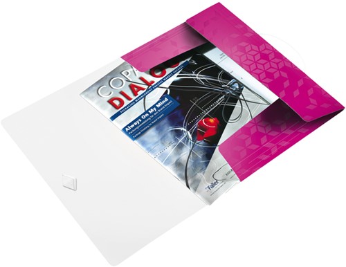 Elastomap Leitz WOW A4 3 kleppen PP roze-2