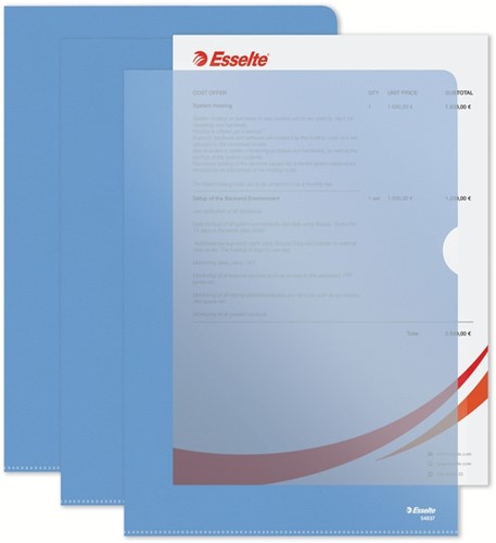 Insteekmap L-model Esselte standaard A4 0.11mm PP blauw 100 stuks-2