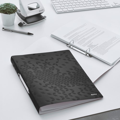 Ringband Leitz WOW A4 2-rings O-mechaniek 25mm PP zwart-2