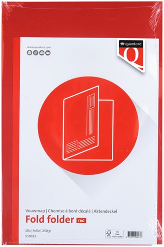 Vouwmap Quantore Folio ongelijke zijde 250gr rood-2
