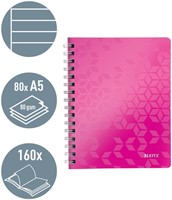 Notitieboek Leitz WOW A5 spiraal 160 pagina's lijn roze-1