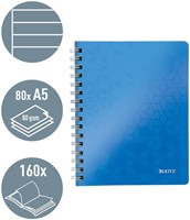 Notitieboek Leitz WOW A5 spiraal PP lijn blauw-1