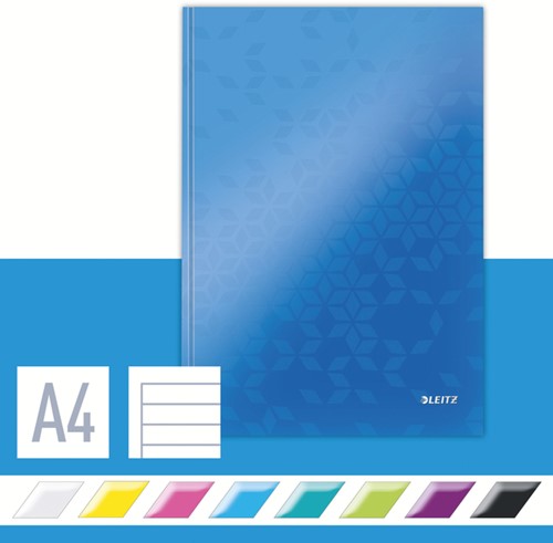 Notitieboek Leitz WOW A4 160blz 90gr lijn blauw-3