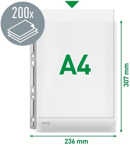 Harmonica showtas Leitz Premium 0.17mm metalen perforatiestrip copy safe A4 glashelder 3 stuks-3