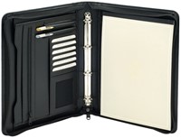 Schrijfmap van der Spek A4 4-rings 25mm O-mechaniek + rits rundleer met nerf zwart