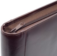 Schrijfmap van der Spek A4 leer 4-rings 25mm O-mechaniek + rits bruin-3