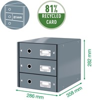 Ladenkast Leitz WOW Click & Store 4 laden gerecycled karton zwart-2