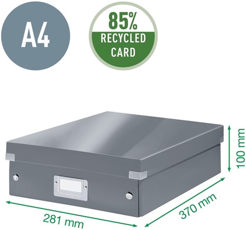Opbergdoos Leitz Wow Click & Store organiser 280x100x370mm middel gerecycled karton zwart-3