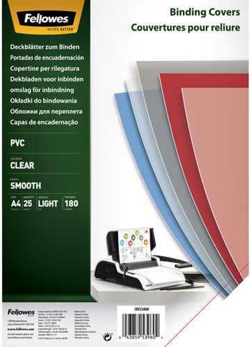 Voorblad Fellowes A4 PVC 180micron 25 stuks