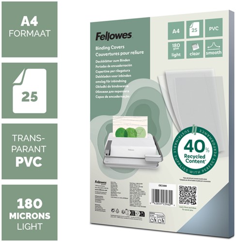 Voorblad Fellowes A4 PVC 180micron recycled 25 stuks-2