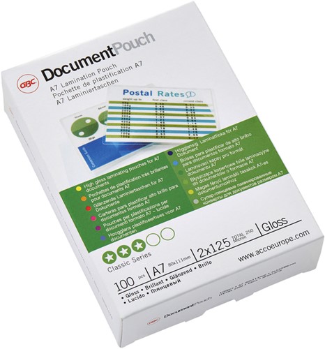 Lamineerhoes GBC A7 2x125micron document 100 stuks