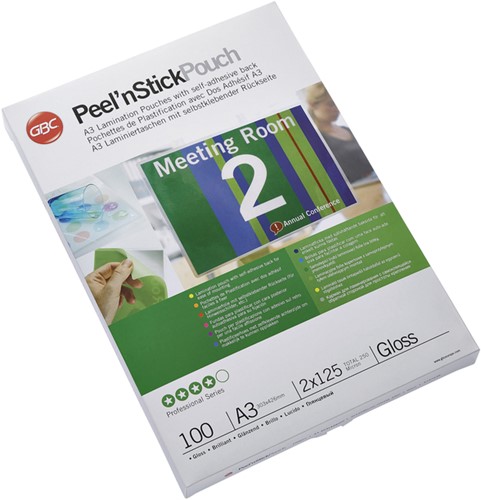 Lamineerhoes GBC A3 zelfklevend 2x125micron 100 stuks