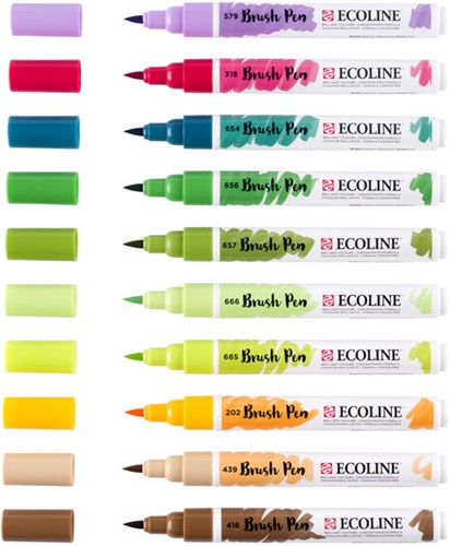 Brushpen Talens Ecoline set à 10 stuks botanisch-2