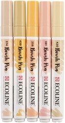 Brushpen Talens Ecoline set à 5 stuks beige roze