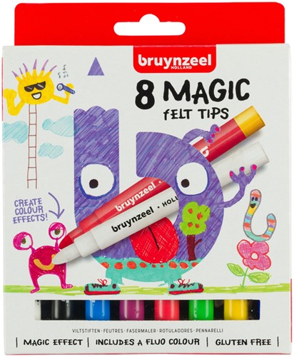 Viltstift Bruynzeel Kids Magic set à 8 kleuren