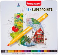 Viltstift Bruynzeel Creatives Superpoints blik à 15 kleuren
