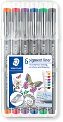 Fineliner Staedtler Pigment 308 0.3mm set à 6st assorti