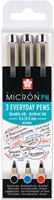 Fineliner Sakura pigma micron 0.4mm blister à 3 stuks assorti