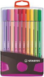 Viltstift  STABILO Pen 68/20 ColorParade in antr/roze etui M ass 20st