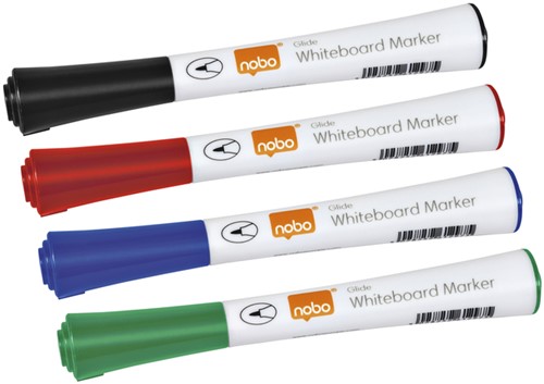 Viltstift Nobo whiteboard Glide rond assorti 1mm 4st