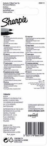 Viltstift Sharpie rond Twin tip ultra fijn & fijn zwart 2 stuks-3