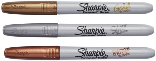 Viltstift Sharpie rond fijn metallic assorti blister à 3 stuks-2