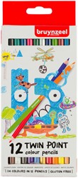 Kleurpotlood Bruynzeel Kids Twin Point blister à 12 stuks assorti