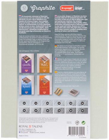 Grafietpotlood Bruynzeel Design met luxe bewaardoos set à 12 hardheden grijs-3