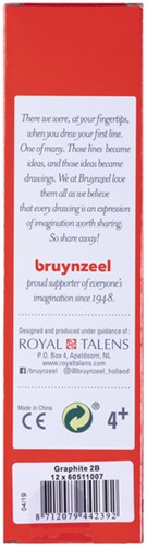 Grafietpotlood Bruynzeel Burotek 2B set à 12 stuks grijs-3