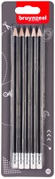 Grafietpotlood Bruynzeel Teens HB met gum set à 5 stuks grijs