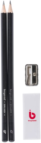 Potlood Bruynzeel Teens HB met gum en puntenslijper in blister 2 stuks-2