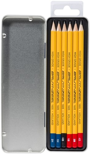 Grafietpotlood Bruynzeel Burotek blik à 6 hardheden grijs-2