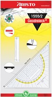 Geodriehoek Aristo 1552 160mm transparant met gele rand-2