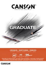 Schetspapier Canson Graduate Sketch 40vel 96gr A5 natuurlijk wit