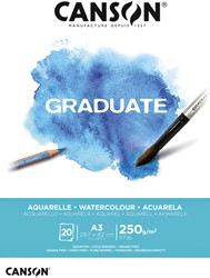 Aquarelpapier Canson Graduate Watercolour 20vel 250gr A3 natuurlijk wit