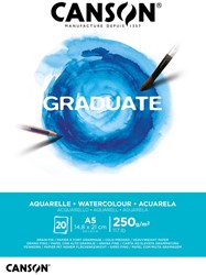 Aquarelpapier Canson Graduate Watercolour 20vel 250gr A5 natuurlijk wit