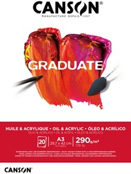 Schilderpapier Canson Graduate Oil & Acrylic 20vel 290gr A3 natuurlijk wit