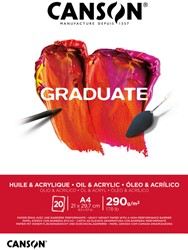 Schilderpapier Canson Graduate Oil & Acrylic 20vel 290gr A4 natuurlijk wit