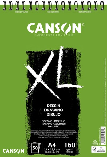 Tekenpapier Canson XL Drawing 50vel 160gr A4 wit
