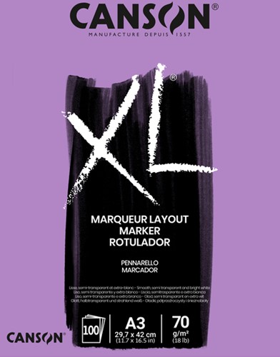 Markerpapier Canson XL Marker 100vel 70gr A3 extra wit