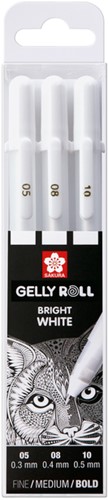 Gelschrijver Sakura Gelly Roll Classic set à 3 breedtes wit-2