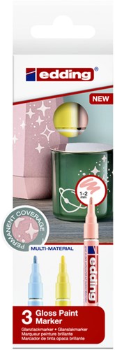 Paintmarker edding 751 op oliebasis 1-2mm pastel assorti 3 stuks