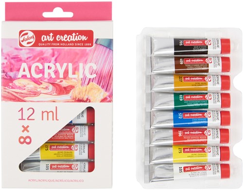Acrylverf Talens Art Creation met stappenplan 12ml set à 8 kleuren-3
