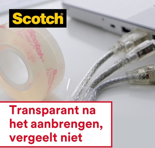 Plakband Scotch Crystal 600 19mmx25m transparant + handdispenser-2