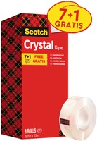 Plakband Scotch Crystal 600 19mmx33m transparant 7+1 gratis