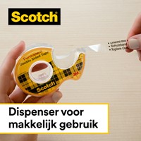 Plakband Scotch 665 12mmx6.3m dubbelzijdig + afroller-2