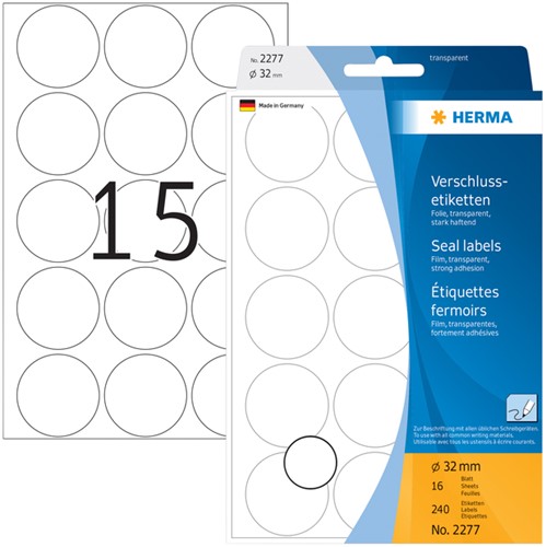 Etiket HERMA 2277 rond 32mm transparant 240 stuks-2